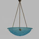 Suspension vasque art déco 1 feu, en pâte de verre bleu, années 30
