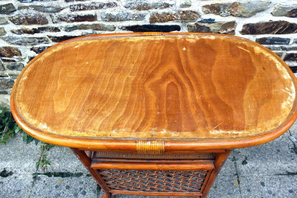 Meuble bar en rotin vintage année 70
