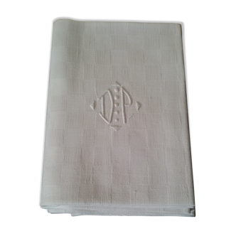 Set of eight white DP monogrammed towels