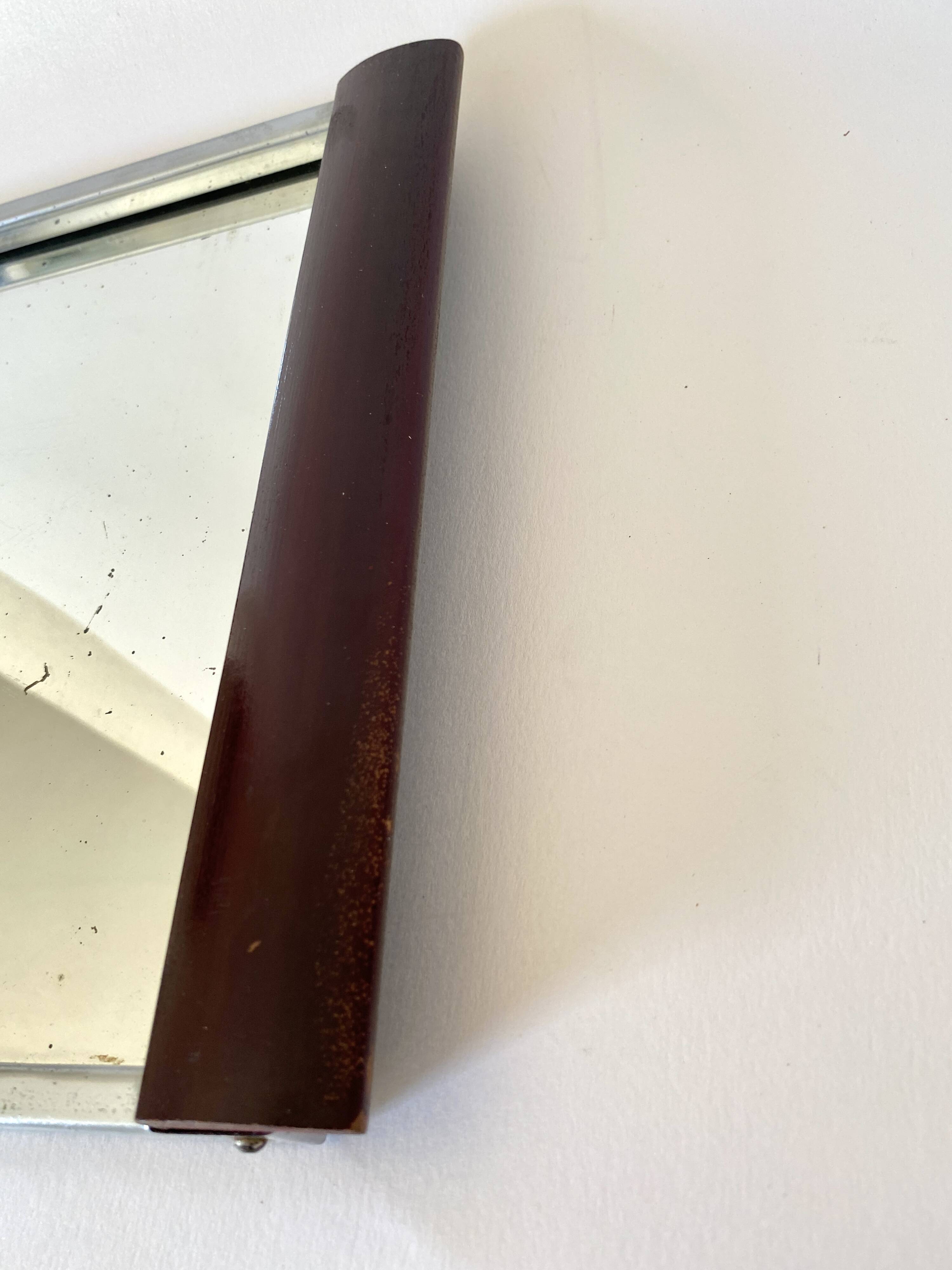 Art Deco tray, mirror, wood and metal