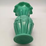 Pair of antique green opaline fairground vases, vintage, french