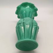 Pair of antique green opaline fairground vases, vintage, french