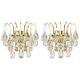 Large pair of gilt brass and crystal wall lights by Palwa, Germany, 1970s.