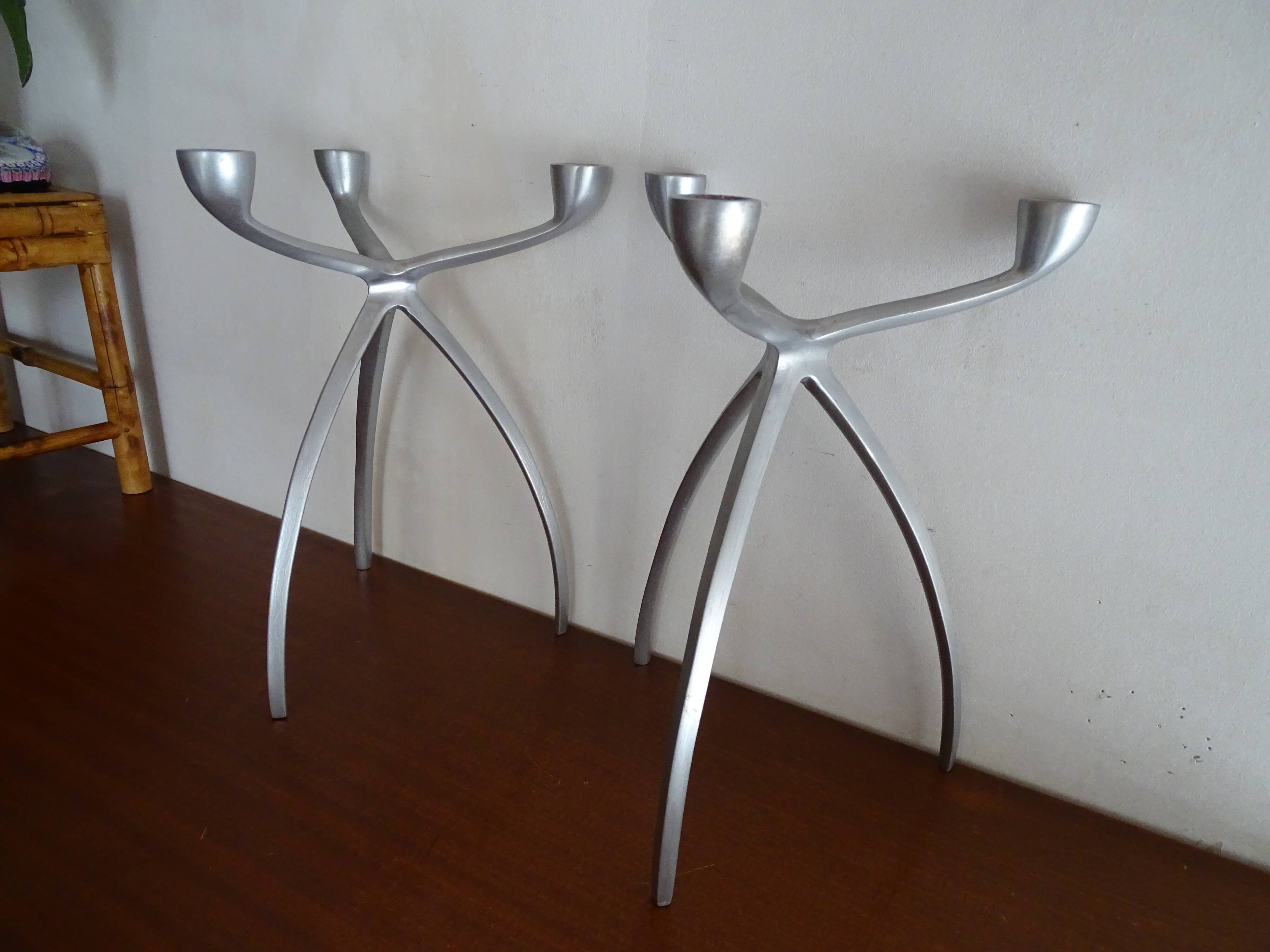 Pair of candlestick candlesticks design 3 metal lights