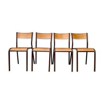 Set of 4 vintage school chairs stacking