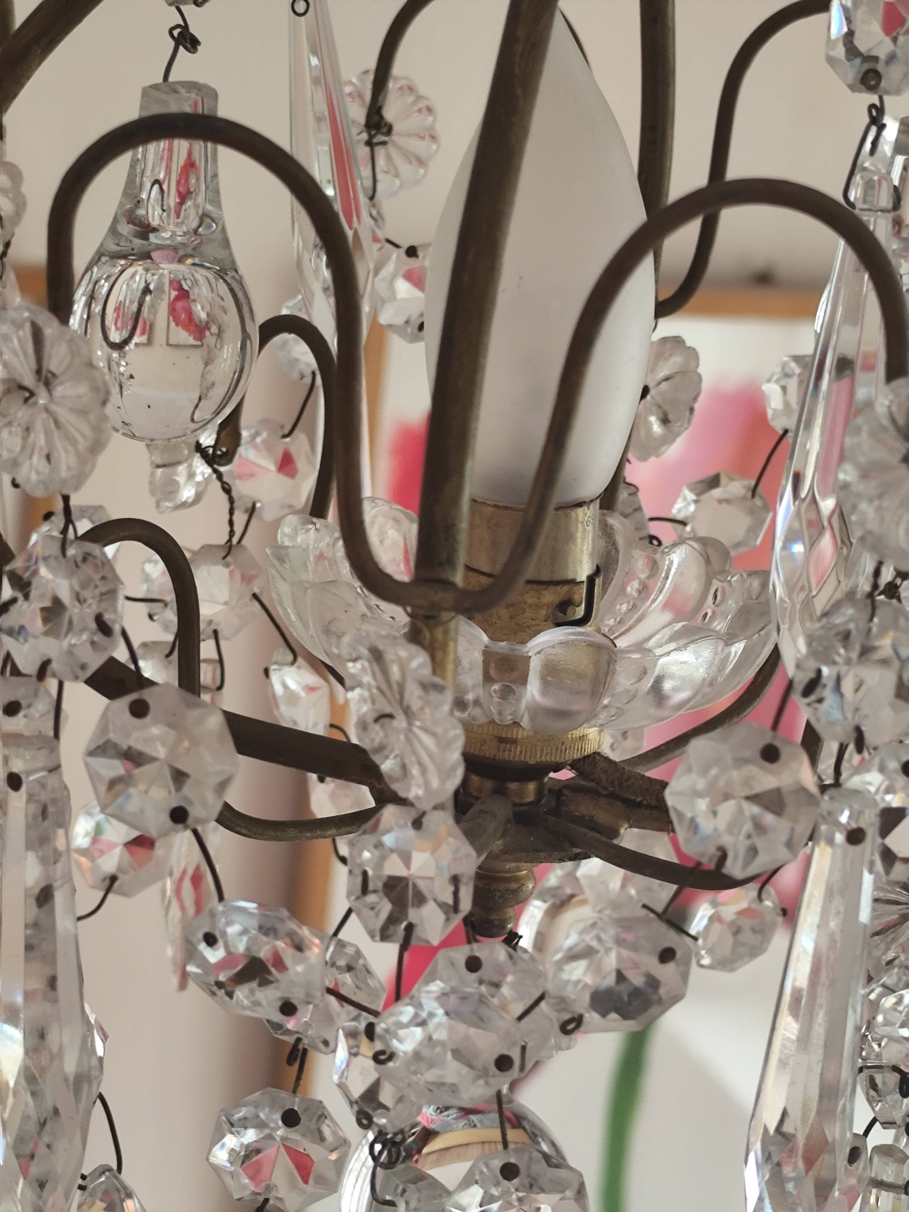 brass cage chandelier with crystal tassels
