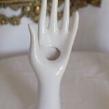 Hand baguier jewelry display or white porcelain vase 70s Vallauris
