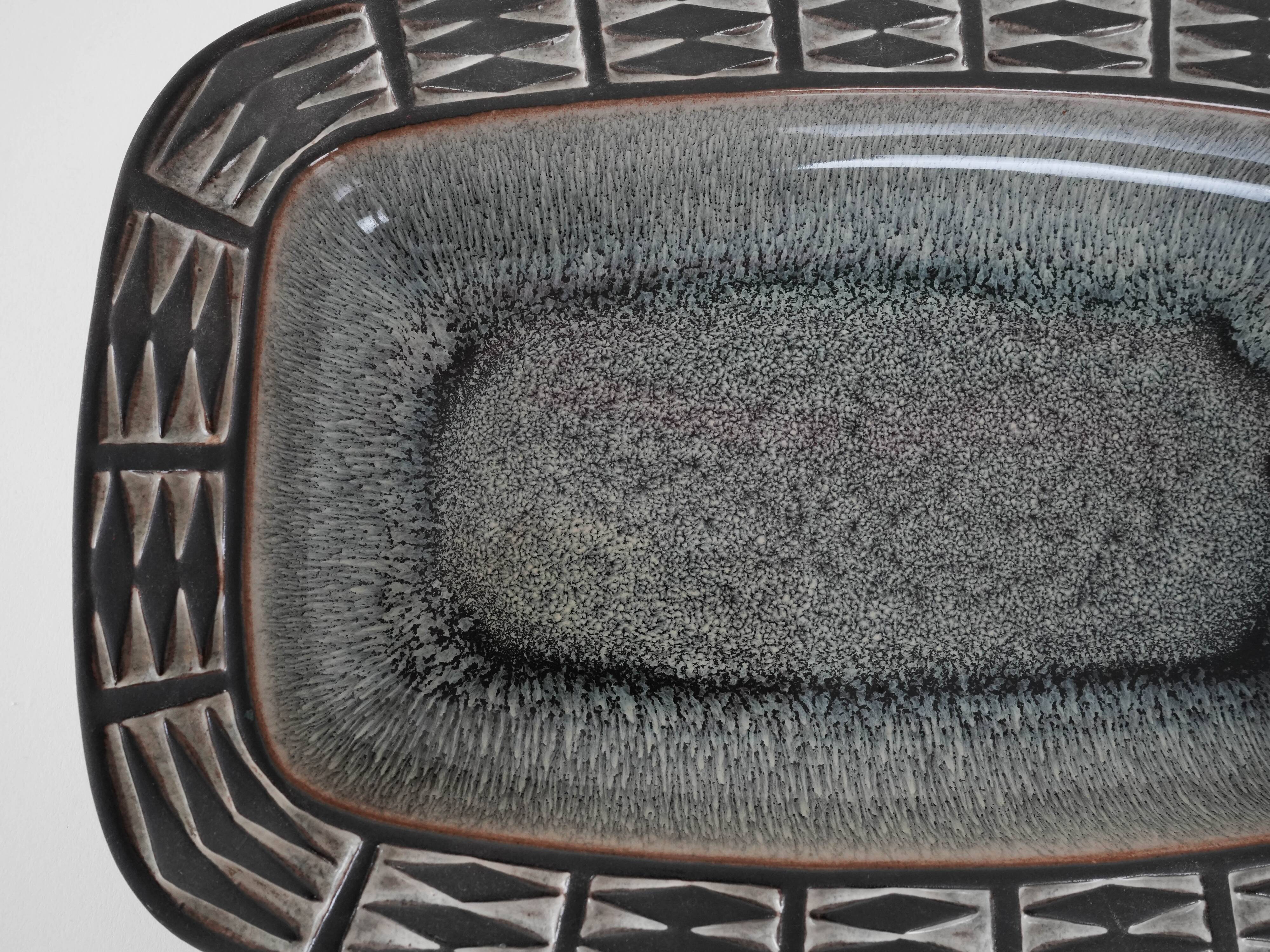 Ceramic platter, Danish design, 1960s, manufactured by Frank Keramik