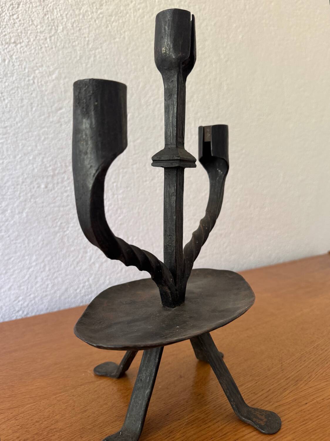 Brutalist wrought iron chandelier from the 60s