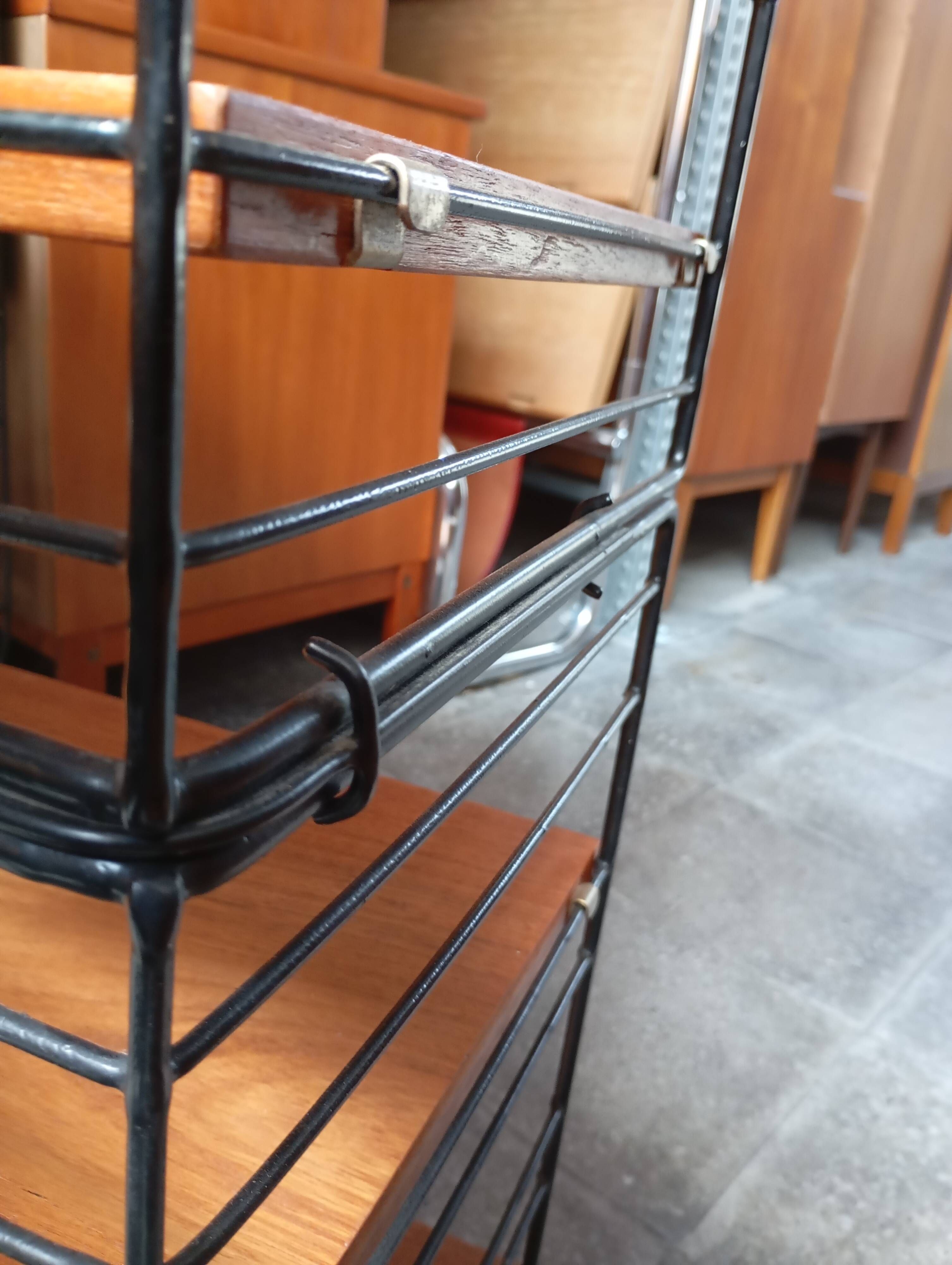 Scandinavian freestanding bookshelf in teak and metal, 1960s