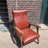 Vintage French Armchair in Leather, 1960s