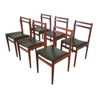 SET of 6 Vintage Scandinavian Wooden Dining Chair: Branko Ursic, 1970s