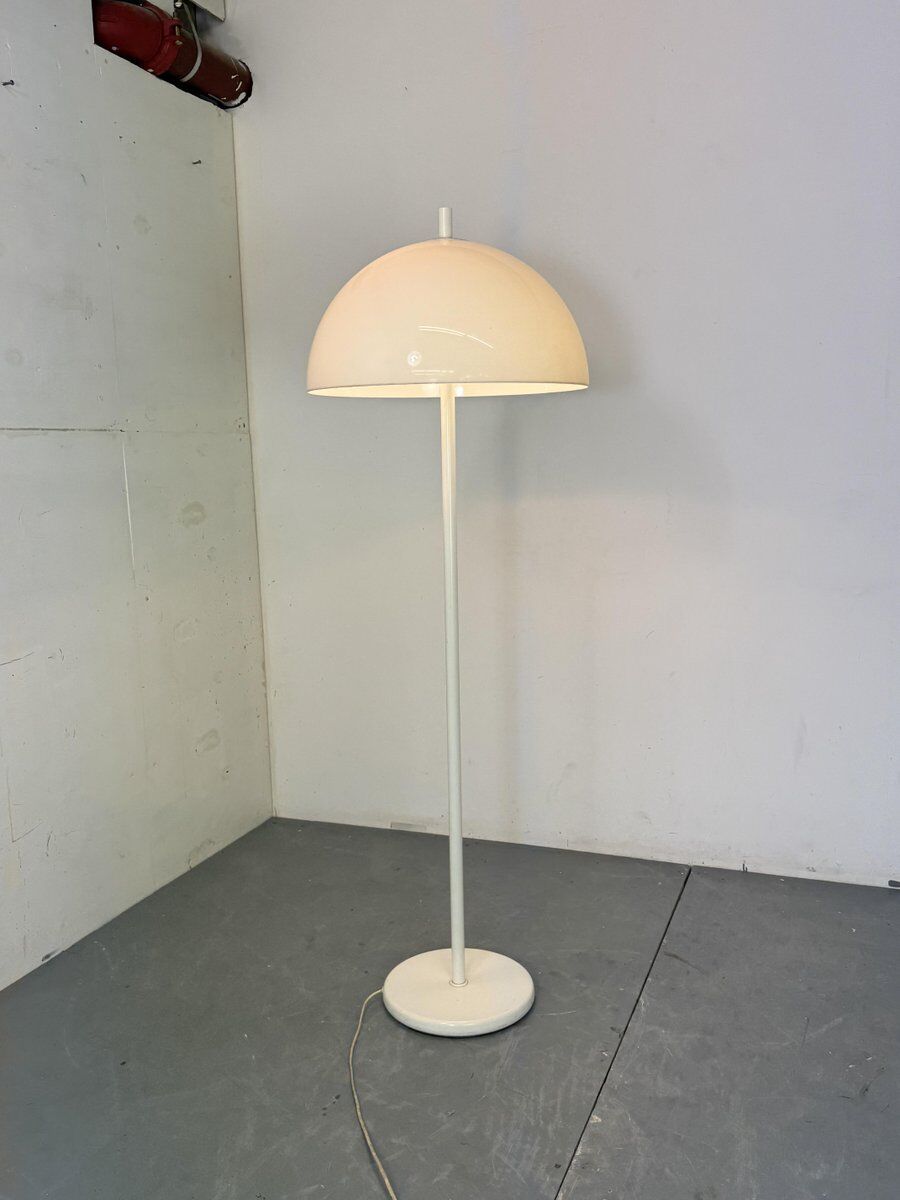 Vintage Space Age Modernist White Mushroom Shape Floor Lamp from Dijkstra Lampen, 1970s