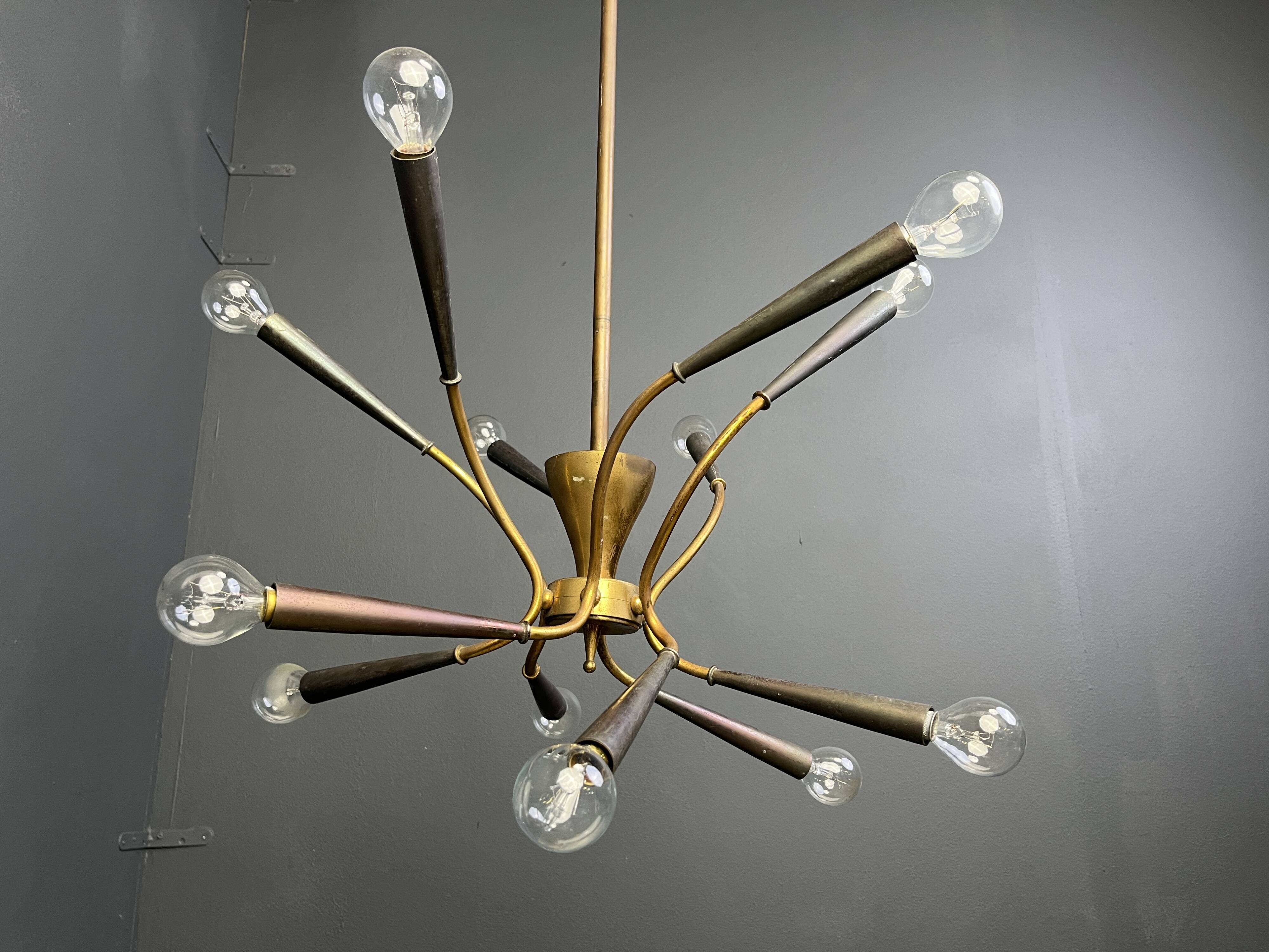 Mid-century Italian brass chandelier, 1960s