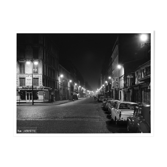 Tirage photographique encadré paris en 1965 paris x rue lafayette by night ii