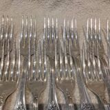 12 silver-plated metal table forks by Boulenger in the Louis XV style, demi-rich.