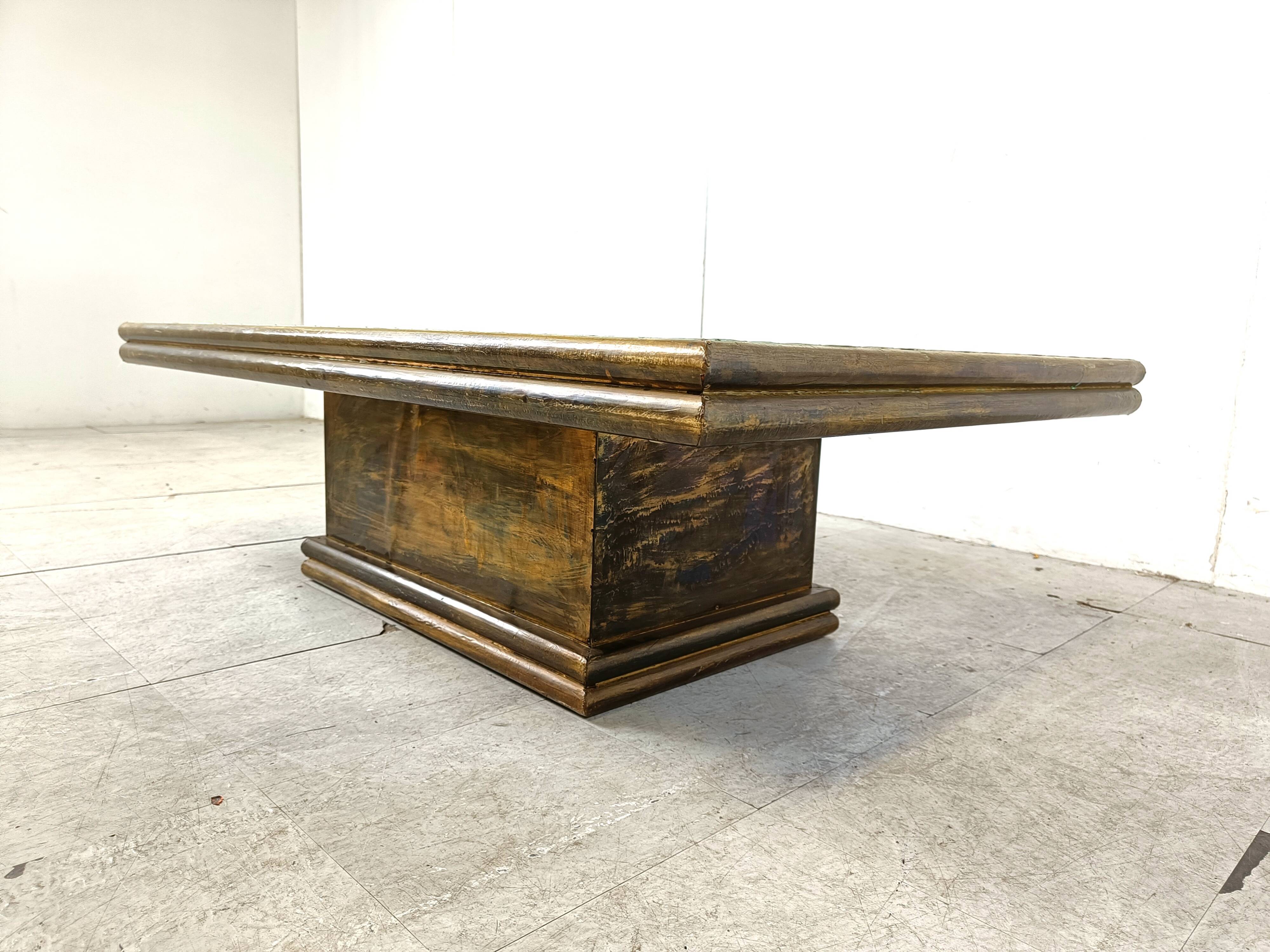 Table basse vintage en laiton par Rodolfo Dubarry, 1970