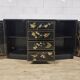 Vintage Chinese sideboard / lacquer cabinet (black / birds) Bohemian