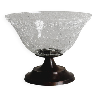 Small footed cracked glass bowl
