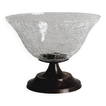 Small footed cracked glass bowl