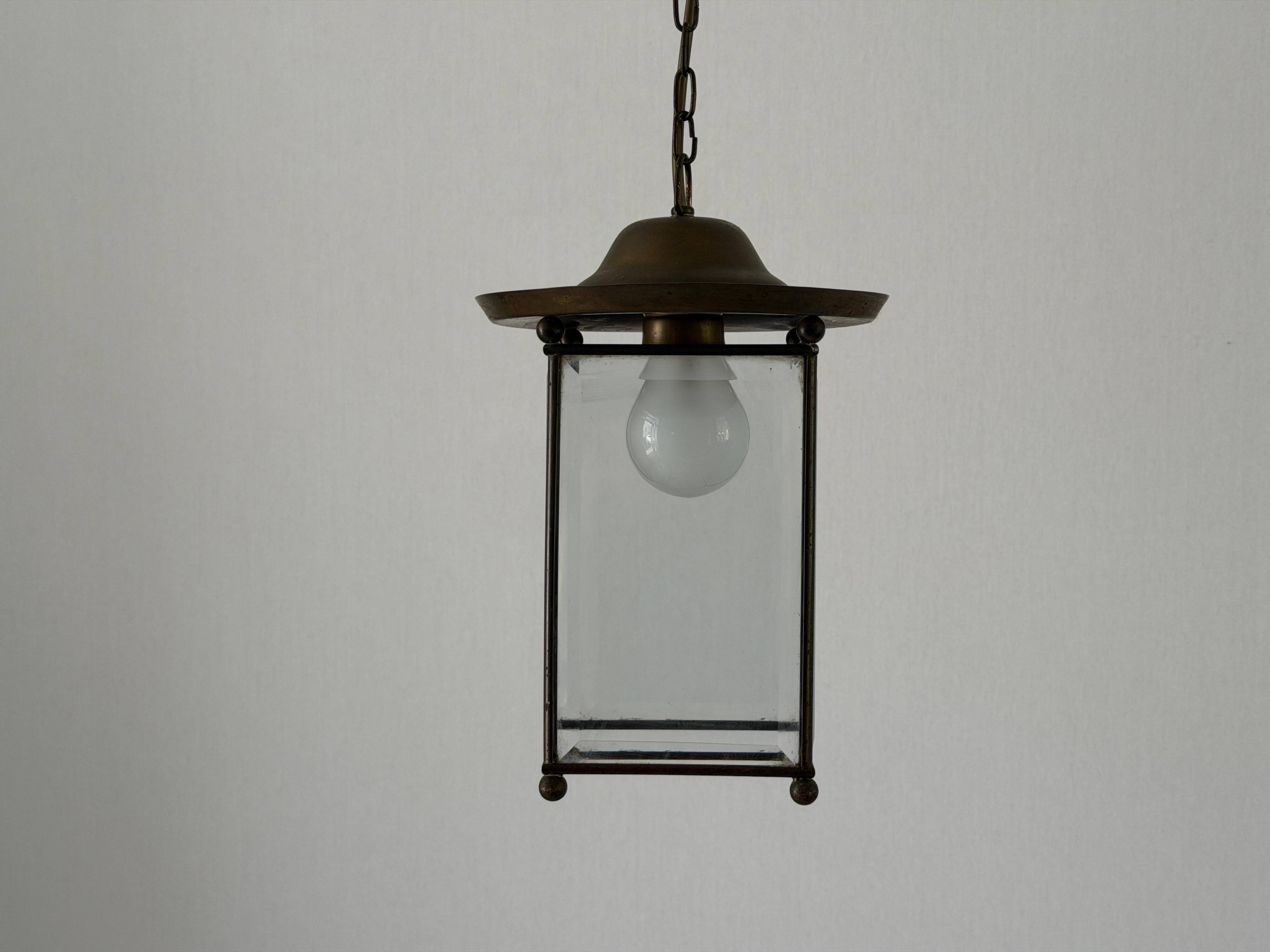 Art Deco ceiling light in brass and glass, 1940s, Germany