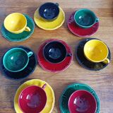 Set of 8 Longchamp multi-colored coffee cups