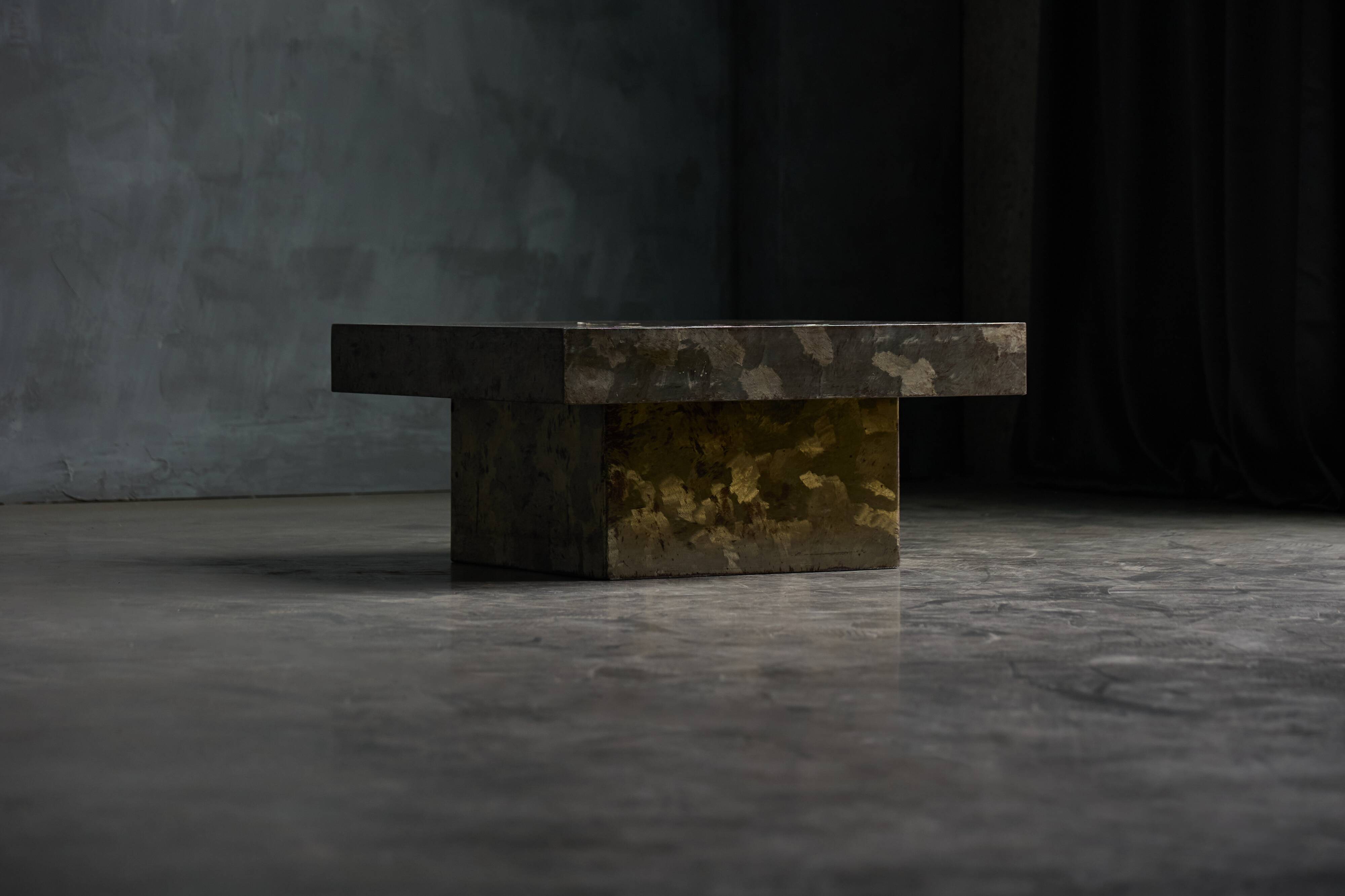 Brutalist Steel Coffee Table, France, 1970s