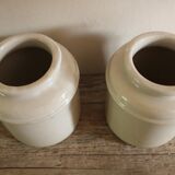 A lot 2 small pots varnished gray vintage