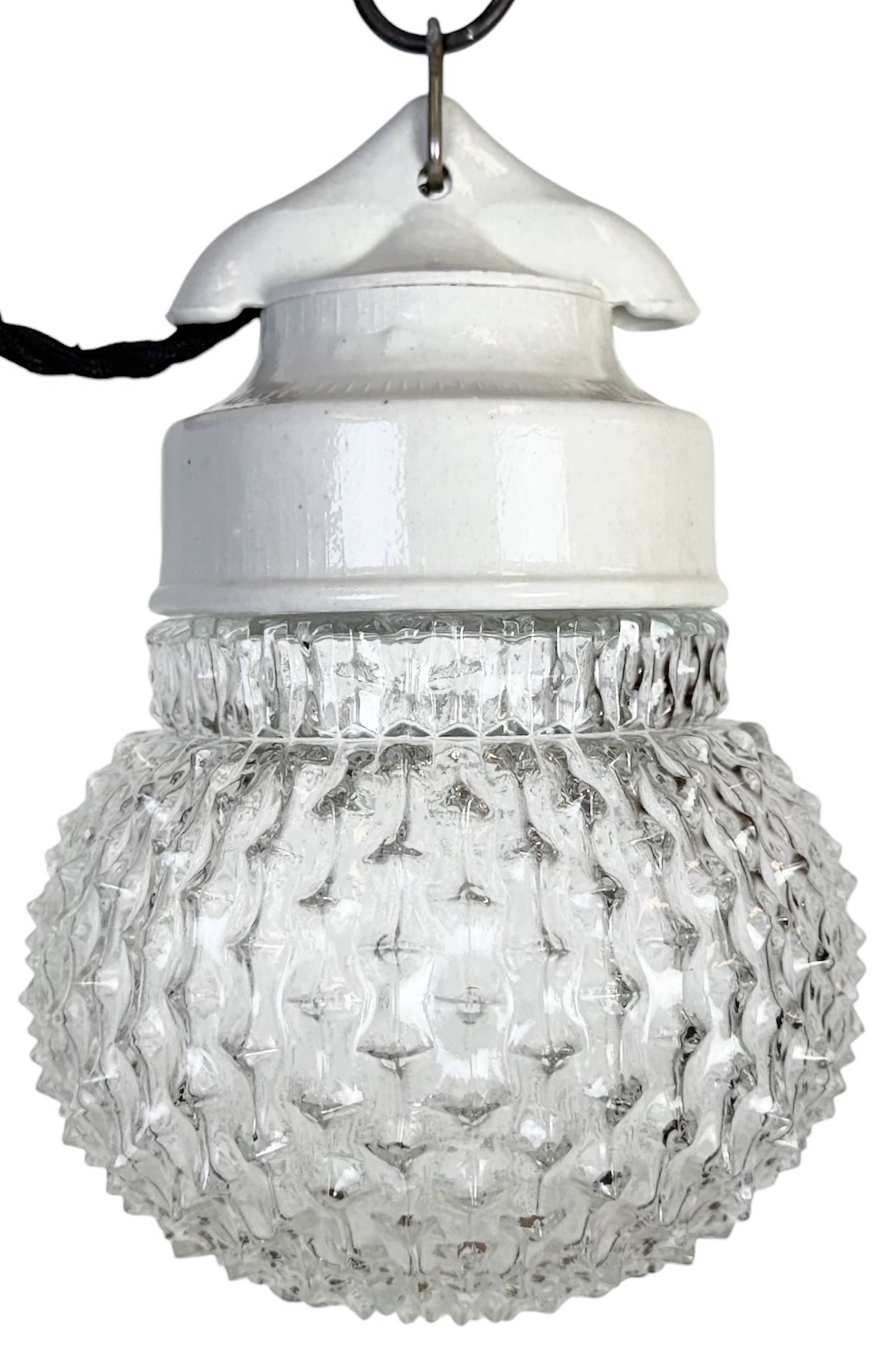 Vintage White Porcelain Pendant Light, 1970s