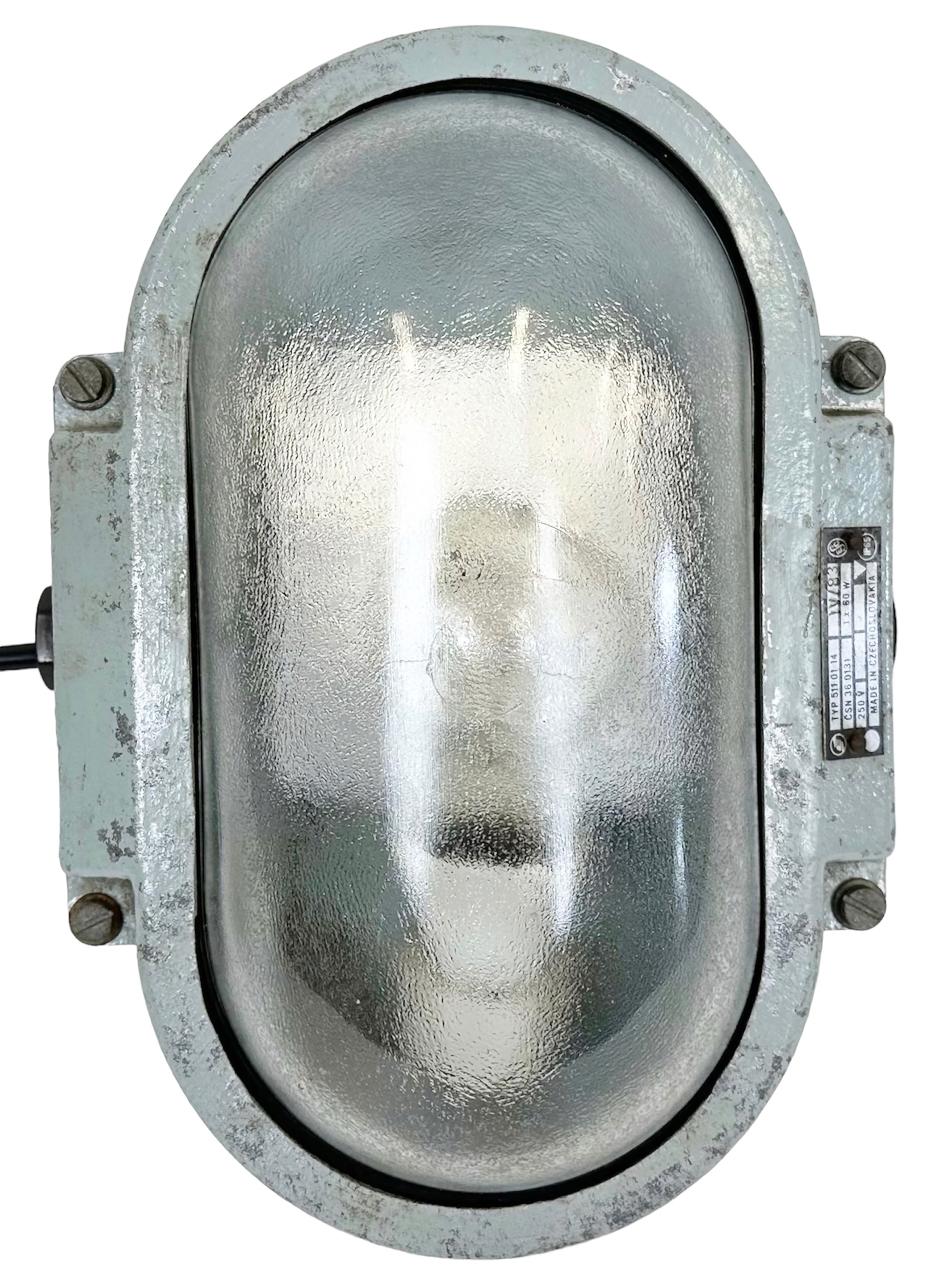Industrial Cast Aluminium Wall Light with Frosted Glass from Elektrosvit, 1970s
