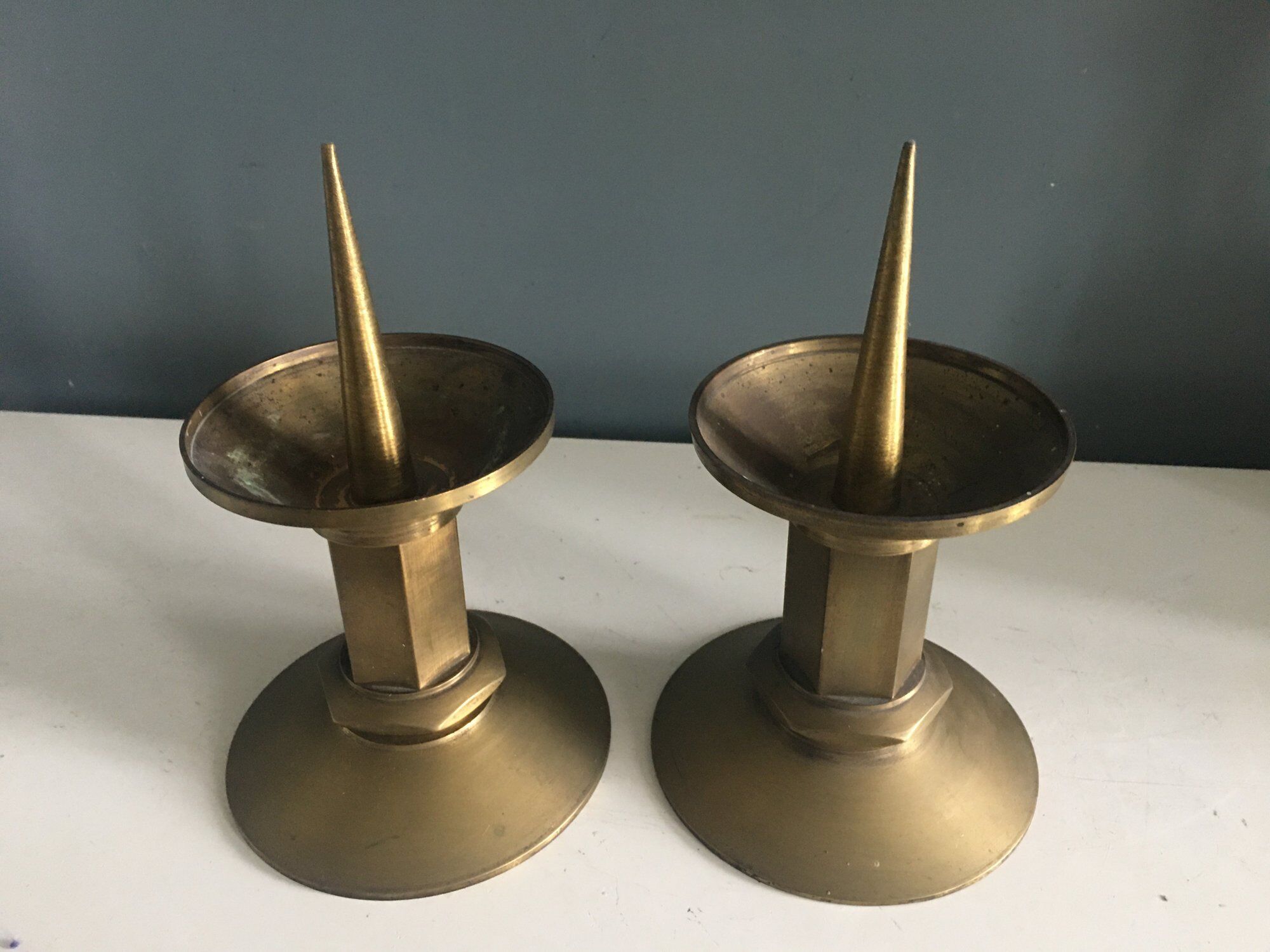 Pair of bronze candle holder, church candle picker, modernist bronze candle holder, candle holder, decoration