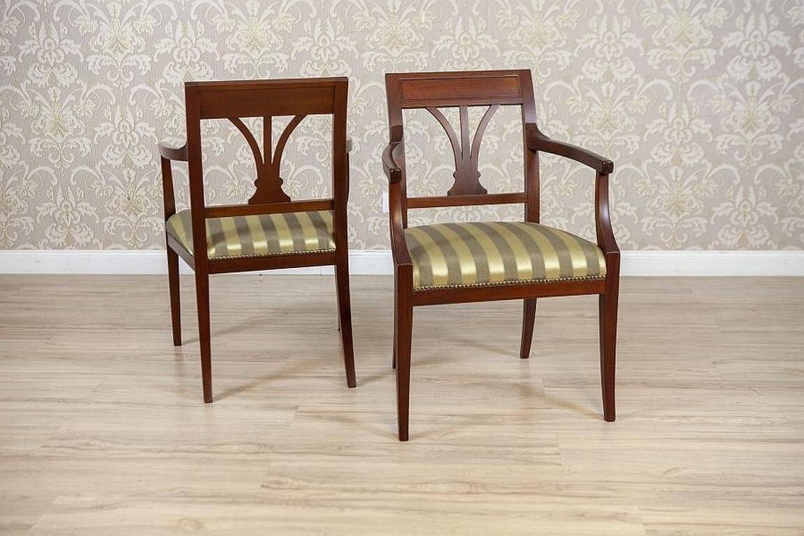 Set of Armchairs in Classicizing Forms in Striped Upholstery, 1990s