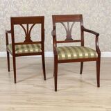 Set of Armchairs in Classicizing Forms in Striped Upholstery, 1990s