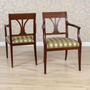 Set of Armchairs in Classicizing Forms in Striped Upholstery, 1990s