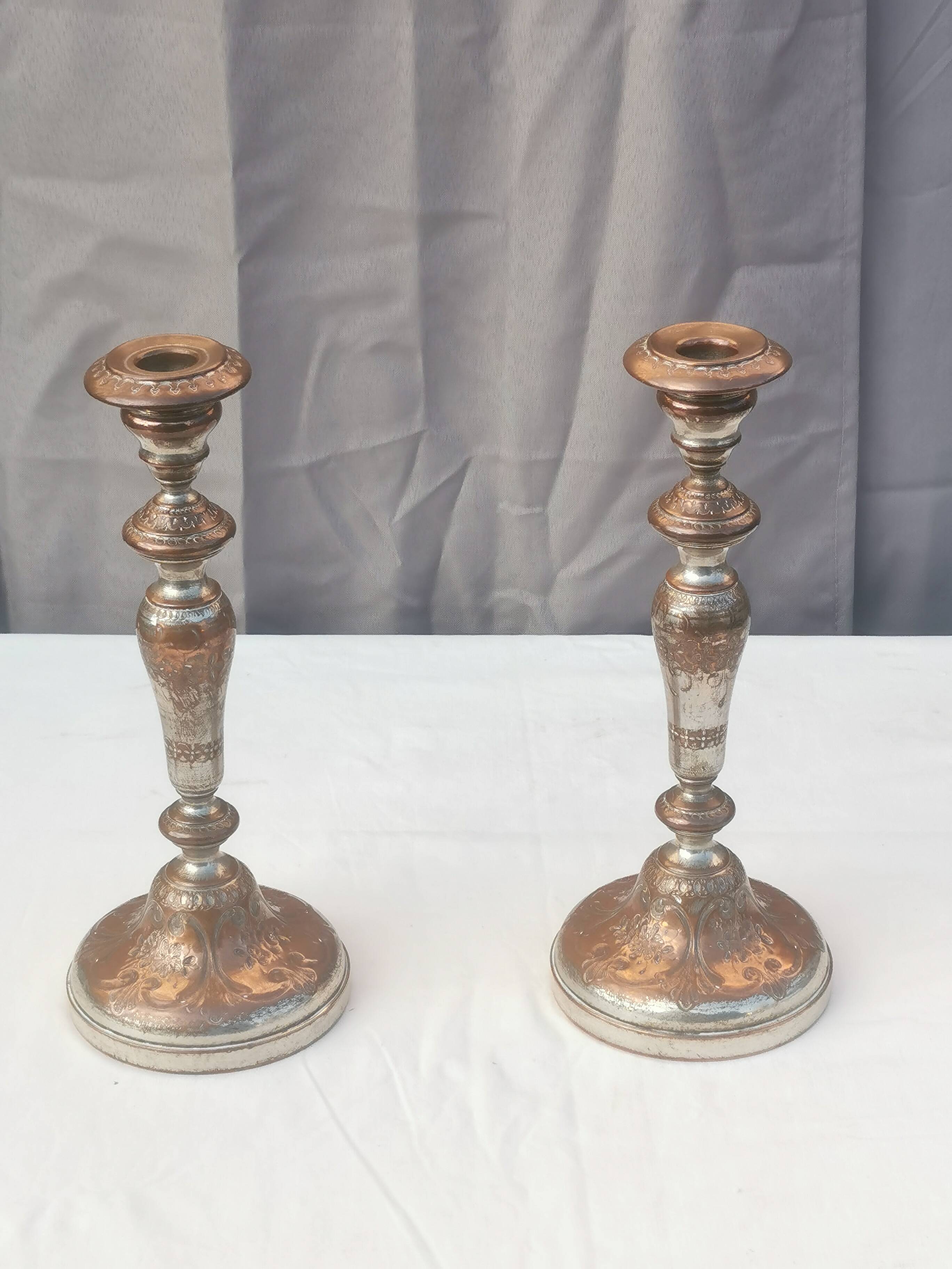 PAIR OF ANCIENT CANDLE HOLDERS