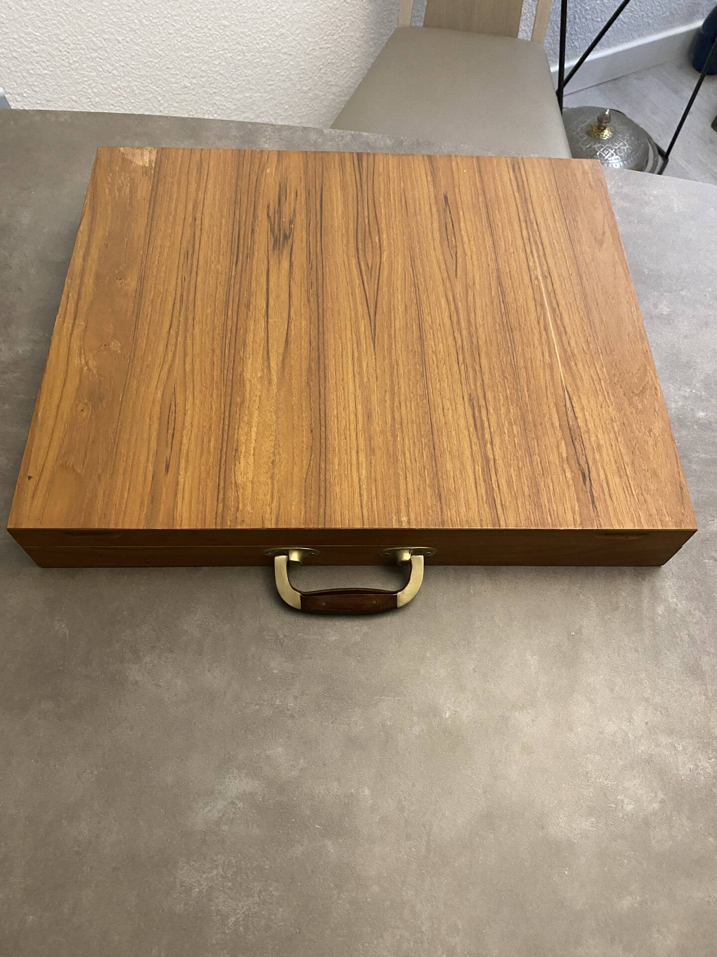 Ménagère Vintage Laiton & Teck Style Mid-Century – 1960/1970 – Manches