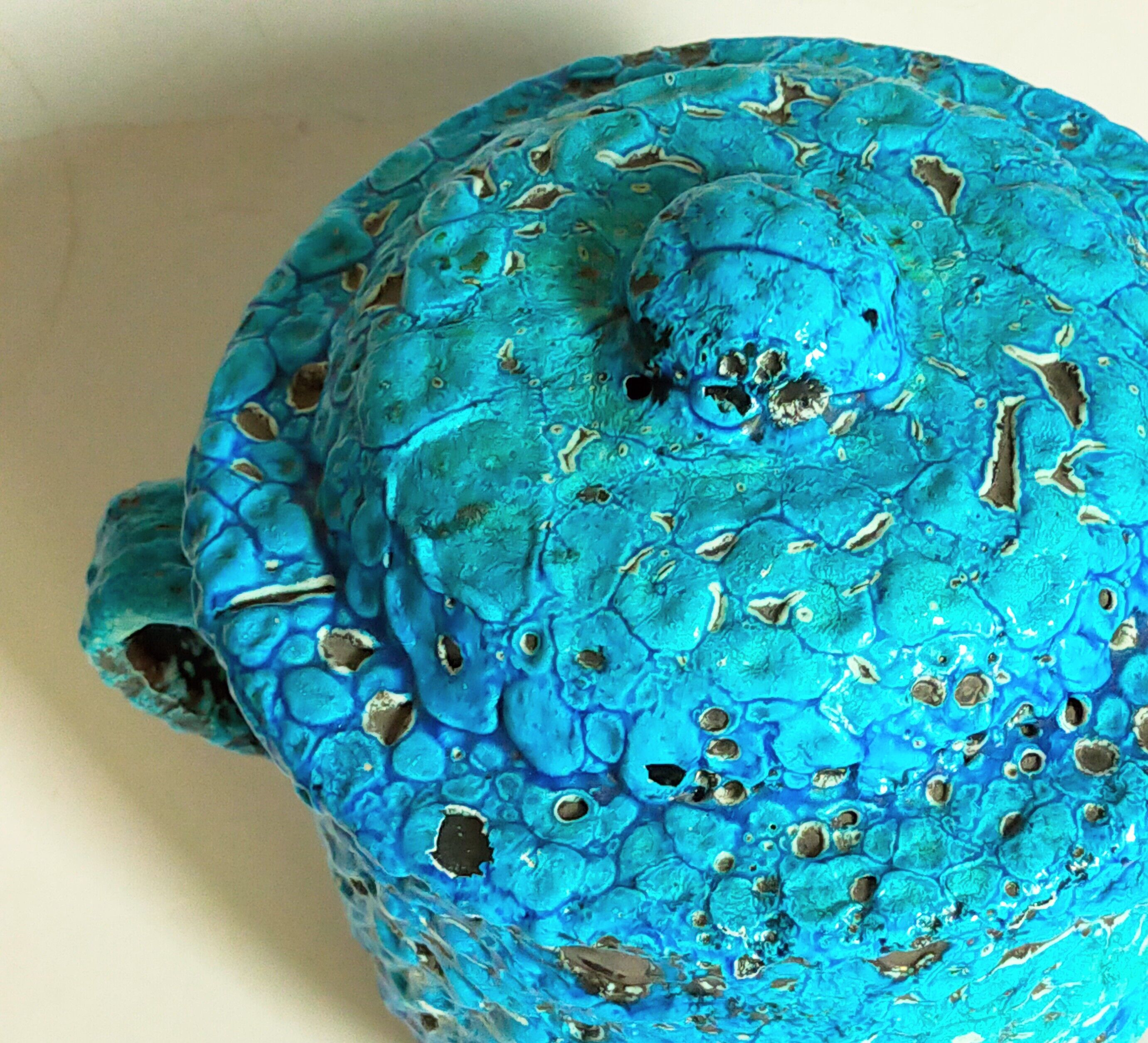 Covered ceramic pot fat-lava foam glaciers, enamels le cyclope, annecy