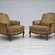 1950s, Danish relax chair, furniture velour, carved ash wood.
