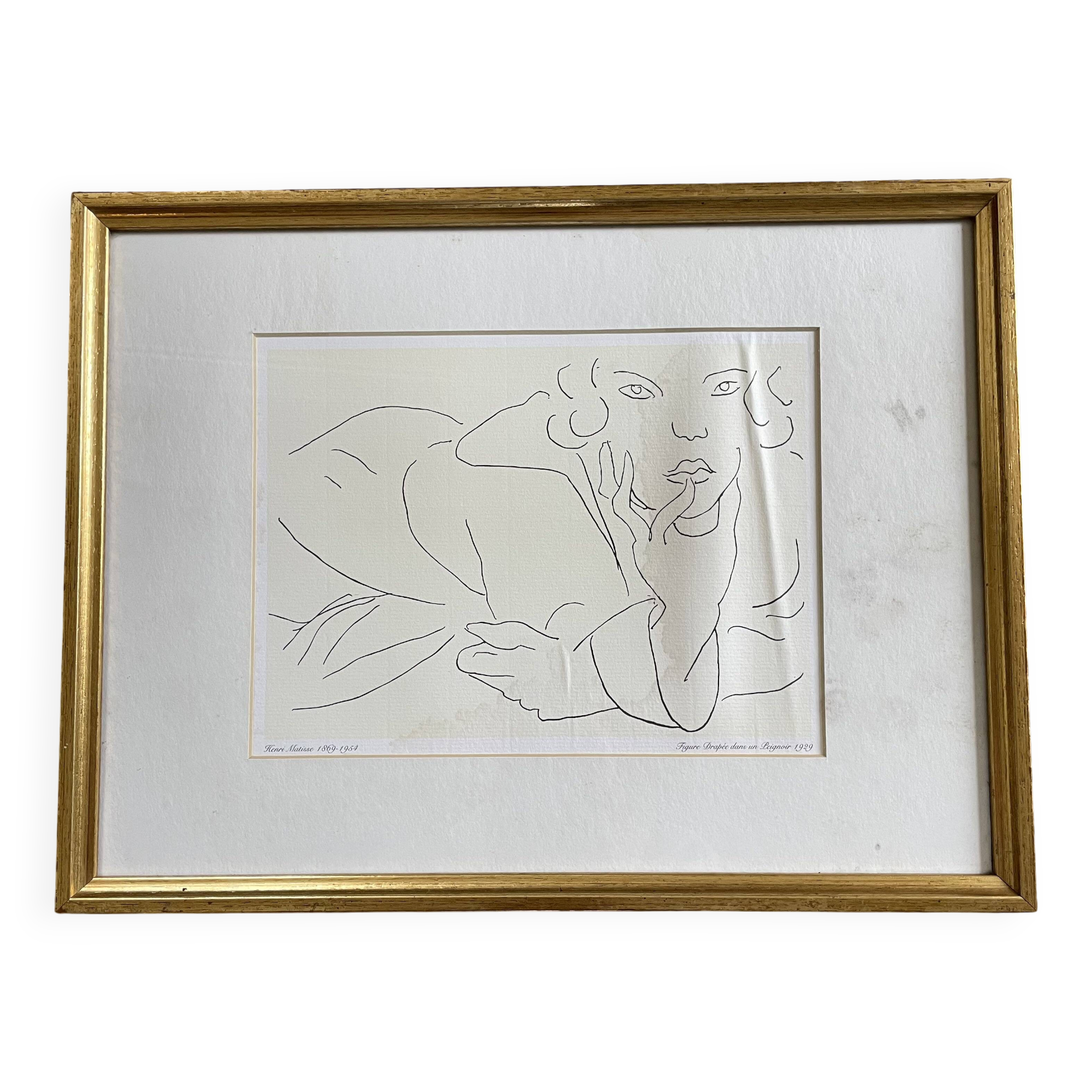 Lithograph by Henri Matisse "Figure draped in a bathrobe" 1929