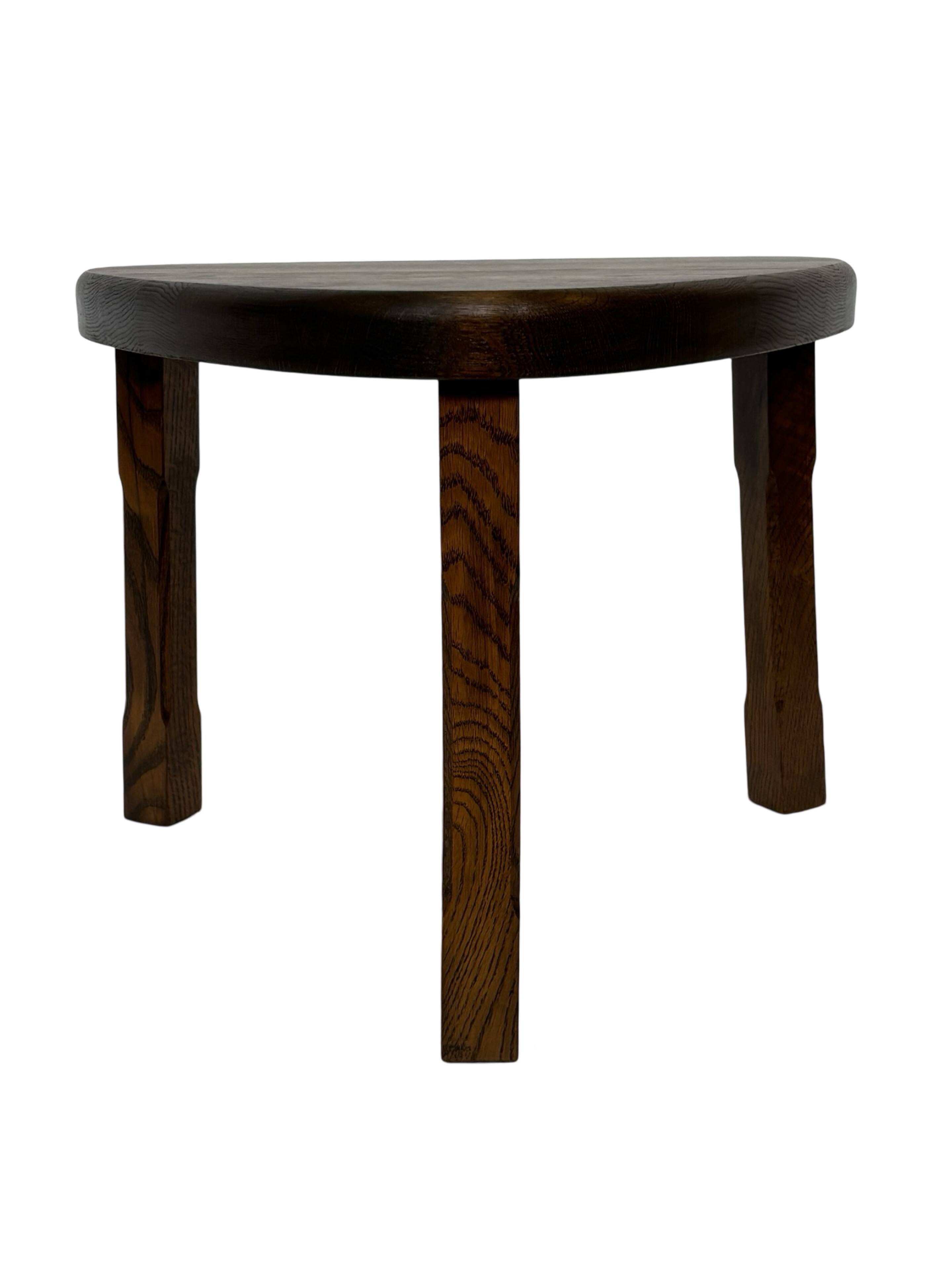 Set of 3 brutalist oak oval side or nesting tables minimalist design 1970s