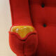 Red and massive Wingback armchair from around 1950`s, Scandinavian