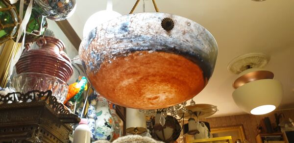 Suspension pate de verre moucheté orange