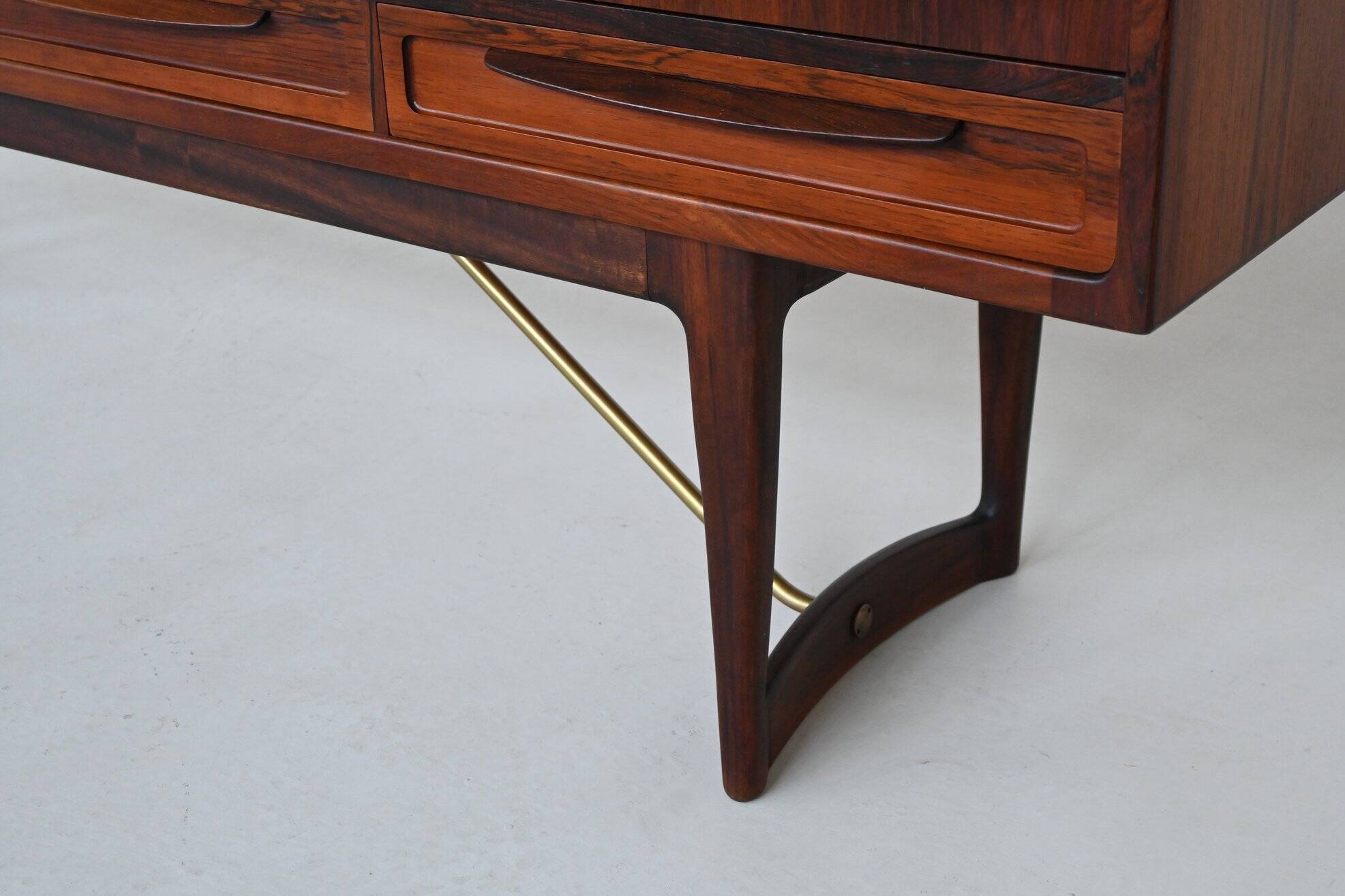 Sofus Jorgensen cross-leg highboard in rosewood Nyrup Denmark 1960