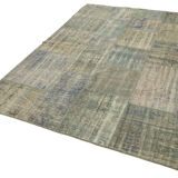 Tapis turc contemporain tissé à la main 175 cm x 242 cm tapis patchwork gris