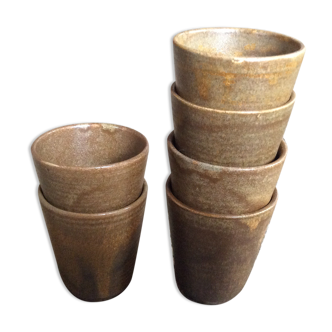 Series of 6 sandstone cups