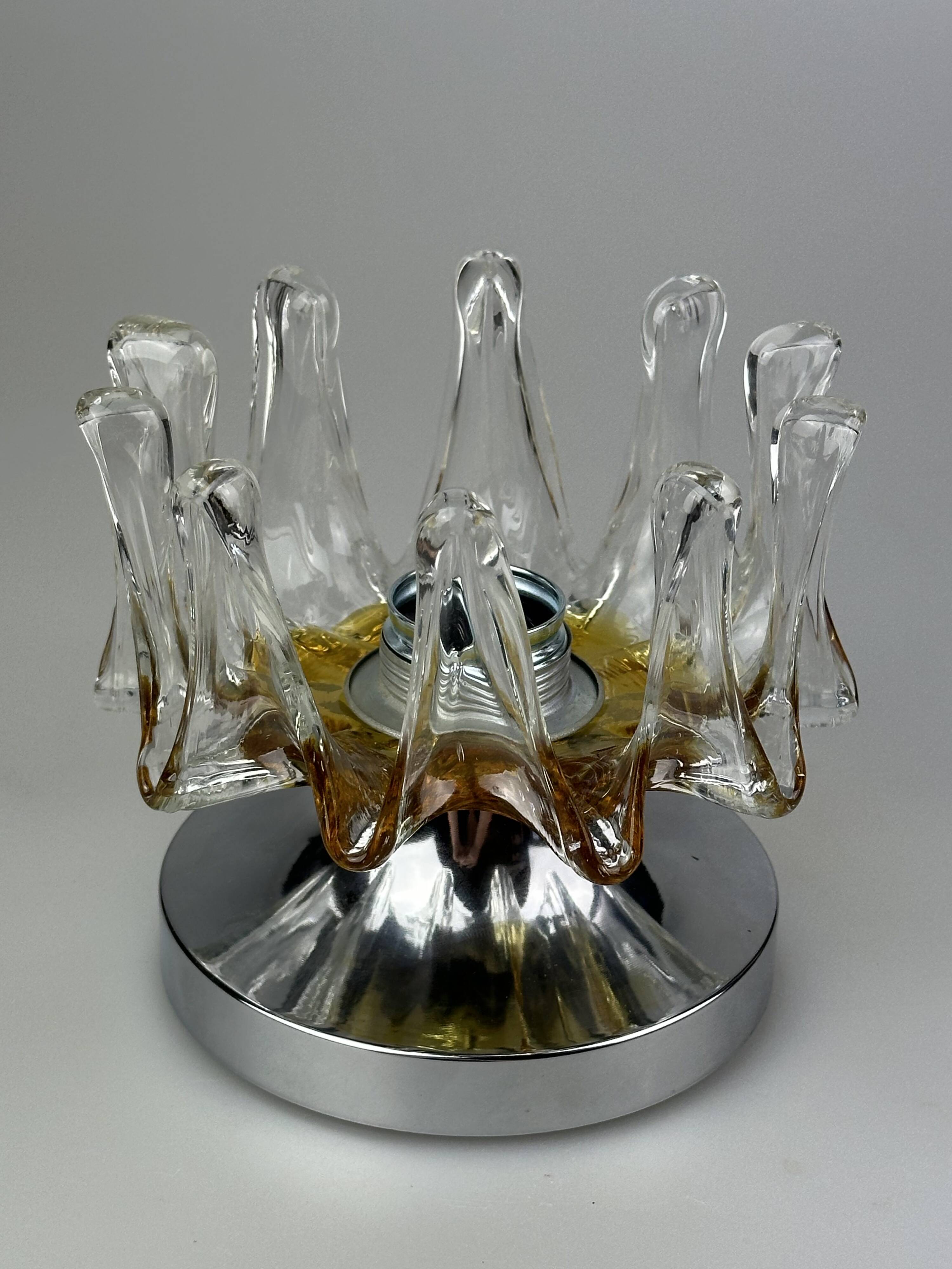 60s 70s wall lamp Wall Sconce made of metal & Murano glass Space Age design