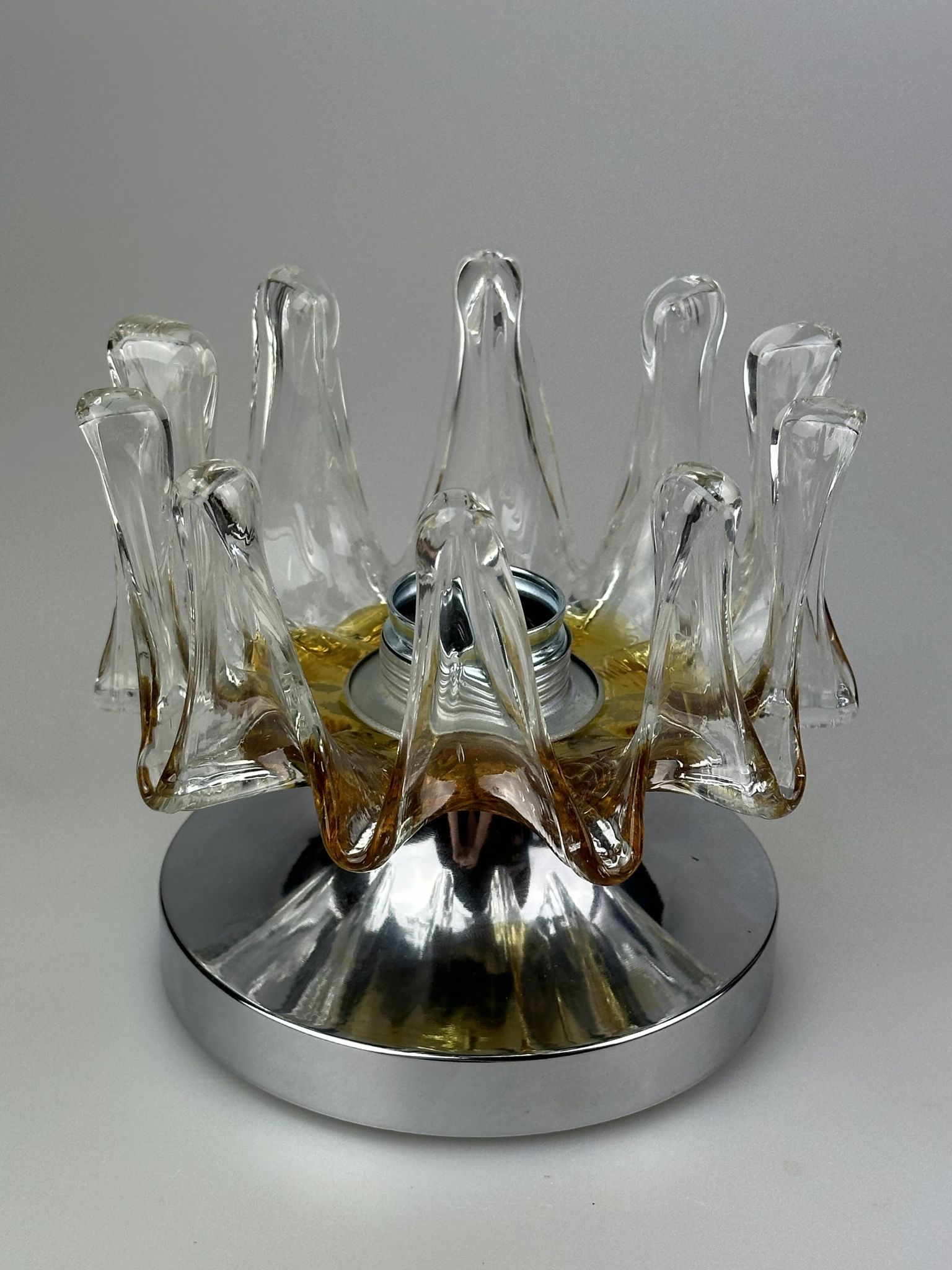 60s 70s wall lamp Wall Sconce made of metal & Murano glass Space Age design