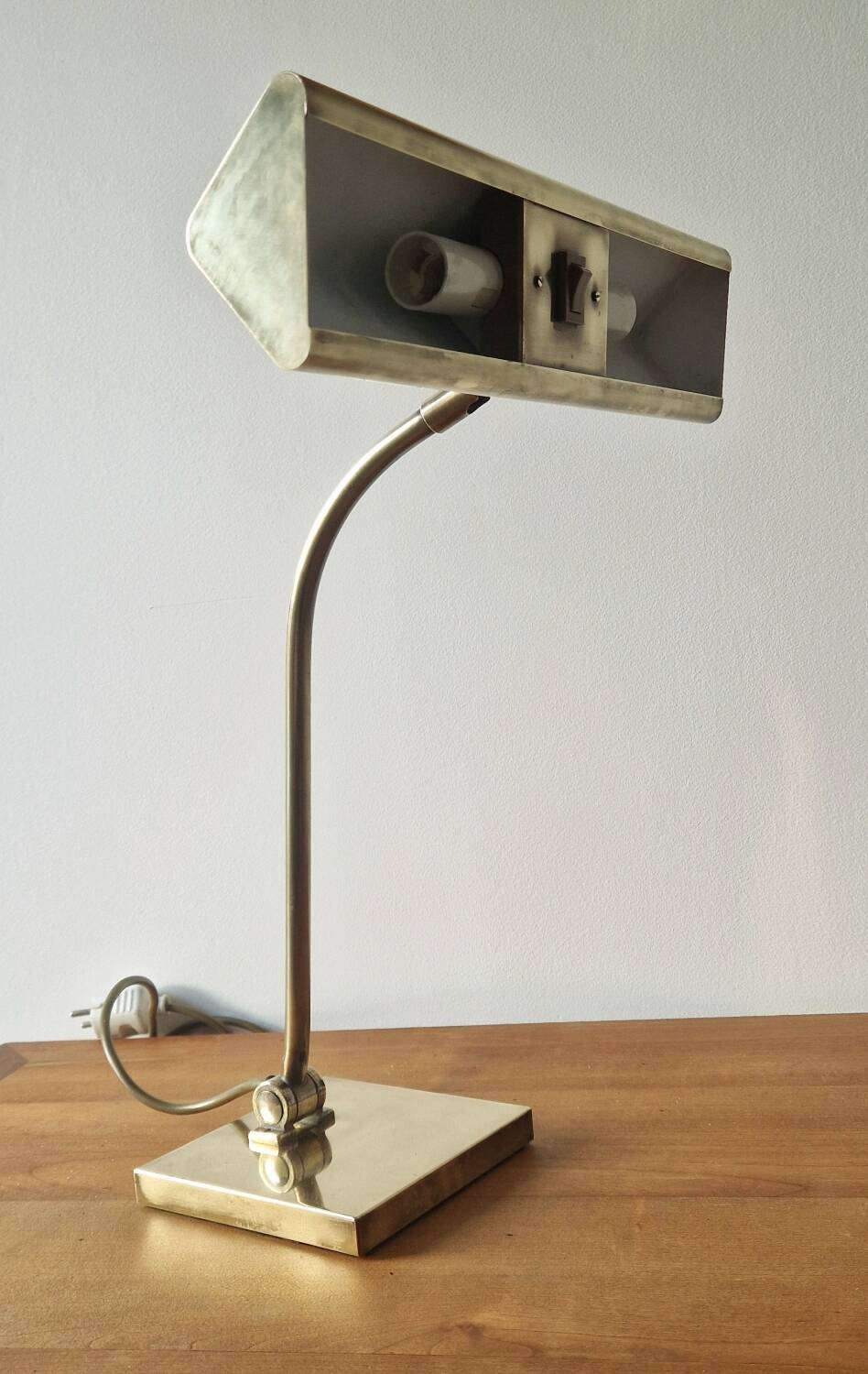 Banker style brass desk lamp 1970