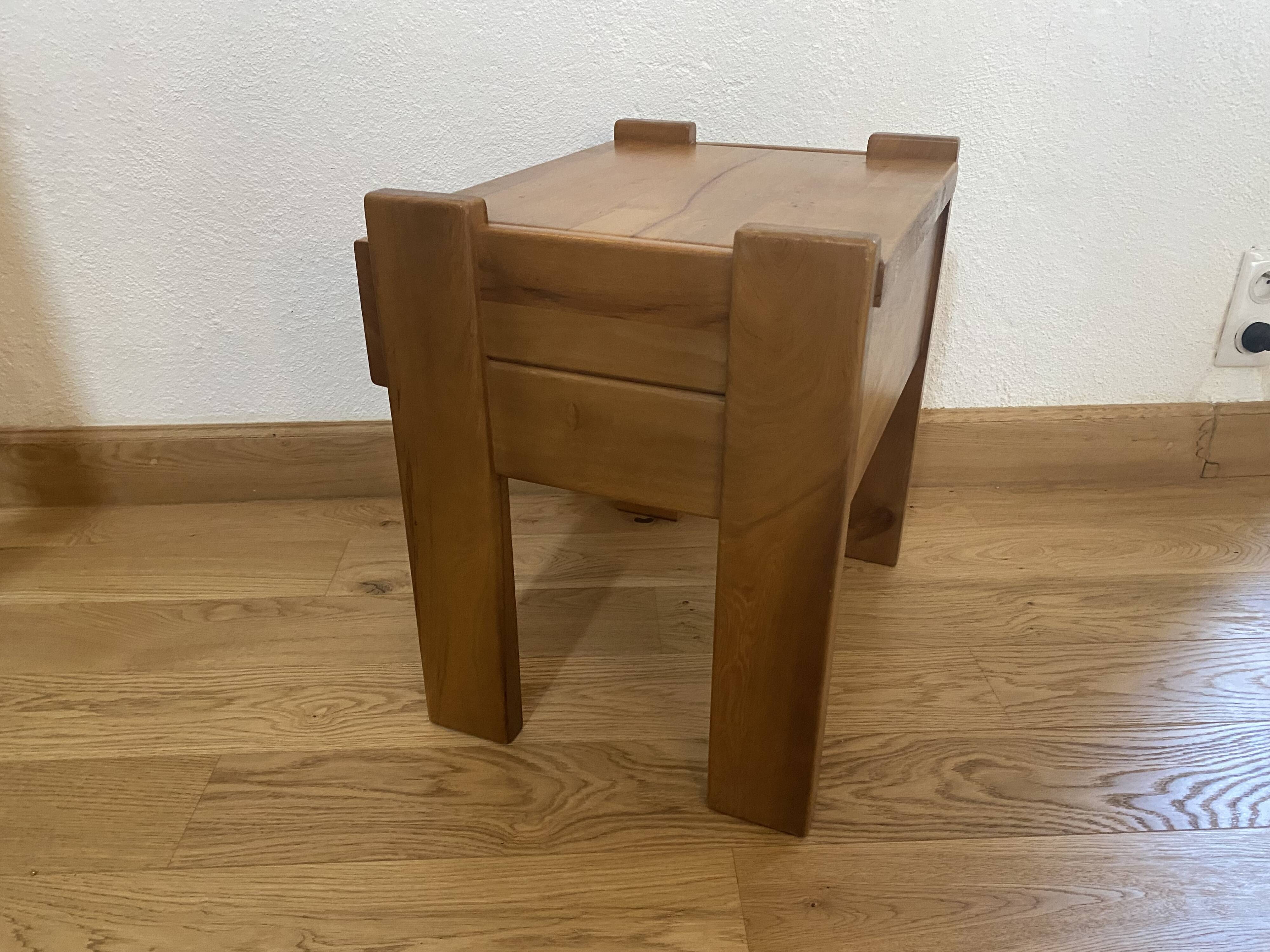 Solid oak bedside table, Maison Regain 1960