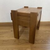Solid oak bedside table, Maison Regain 1960